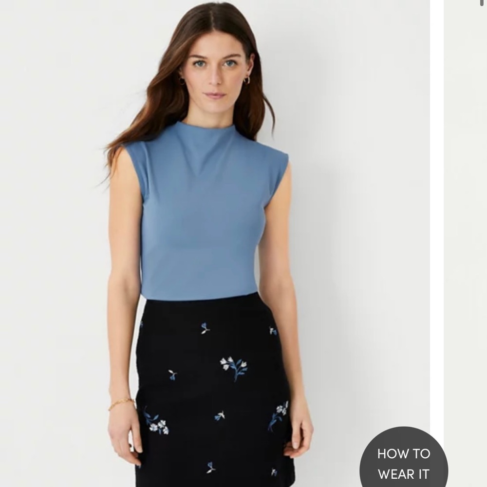 Ann Taylor Refined Stretch Mock Neck Top